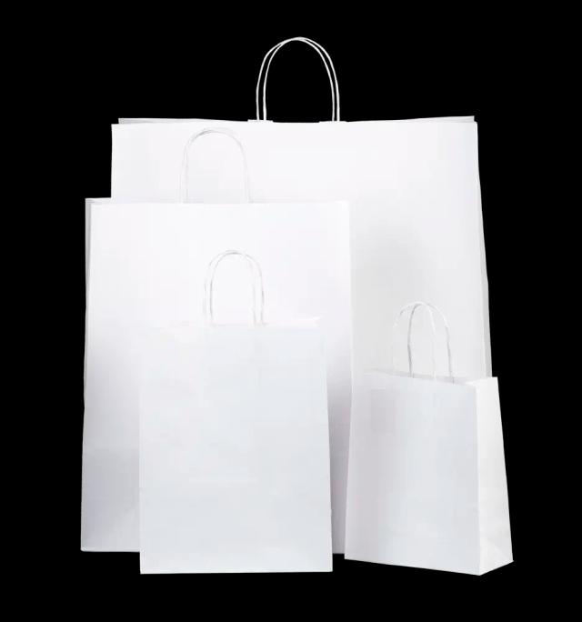 Value White (Unribbed) Paper Carrier Bags with Twisted Handles